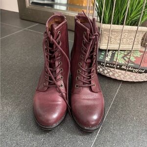 Women's Burgundy Lace-Up Boots